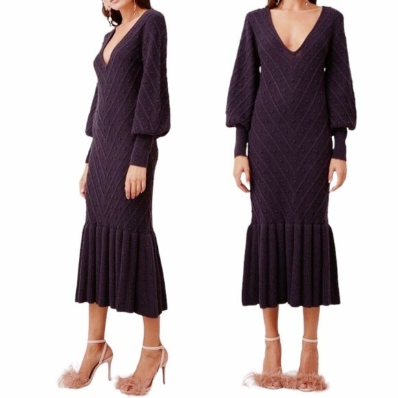Keepsake The Label Melody Knit Sweater Dress Midnight Blue Midi Size Small US 4 - Picture 6 of 14